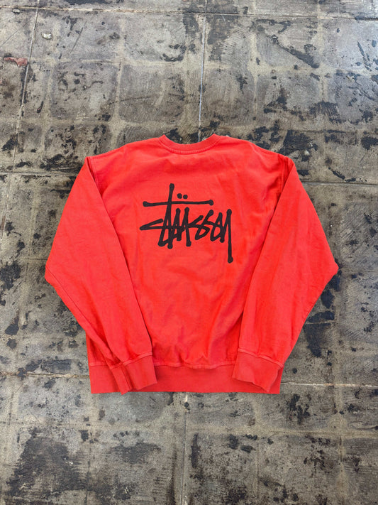 STUSSY SCRIPT ORANGE CREWNECK (USED)