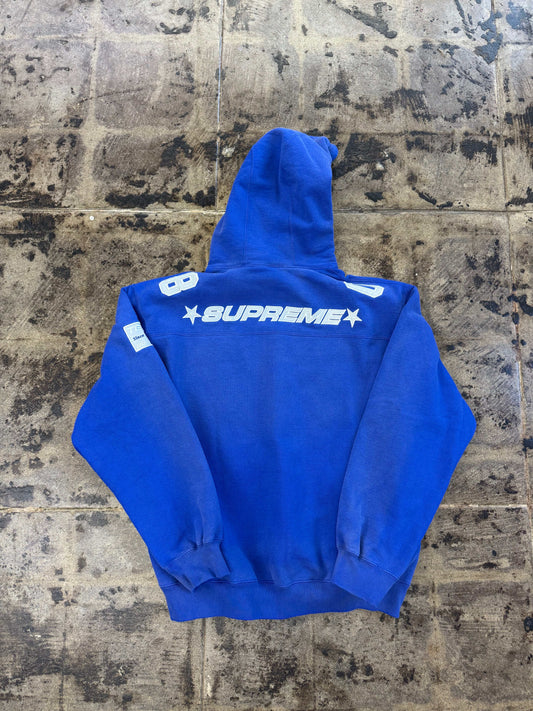 SUPREME FOOTBALL BLUE HOODIE (USED)
