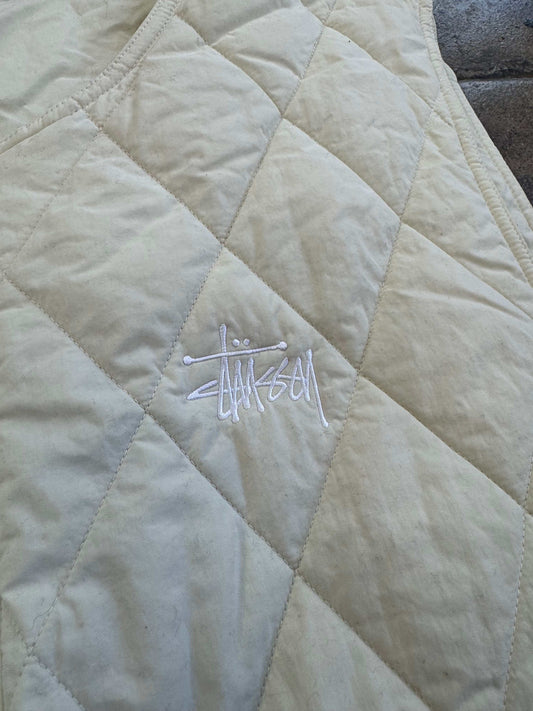 STUSSY DIAMOND QUILTED CREAM VEST (USED)