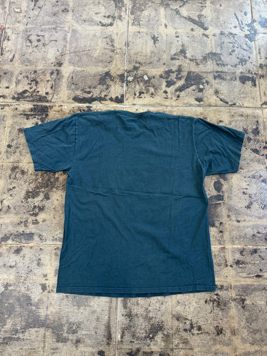 STUSSY KNOWLEDGE IS KING NAVY TEE (USED)