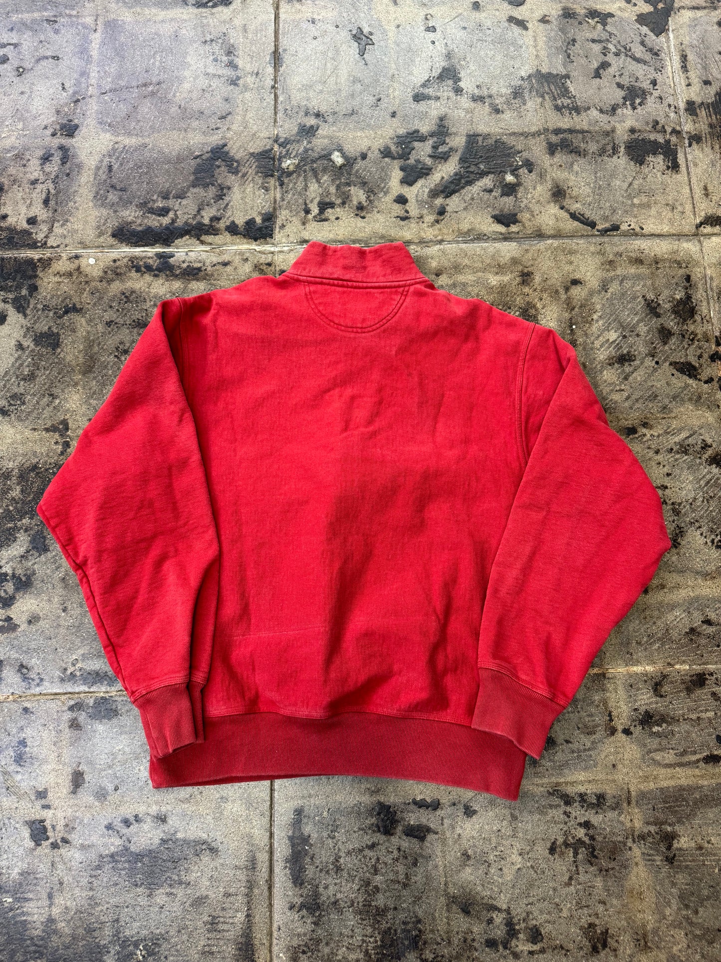 STUSSY OVERDYED RED QUARTER ZIP (USED)
