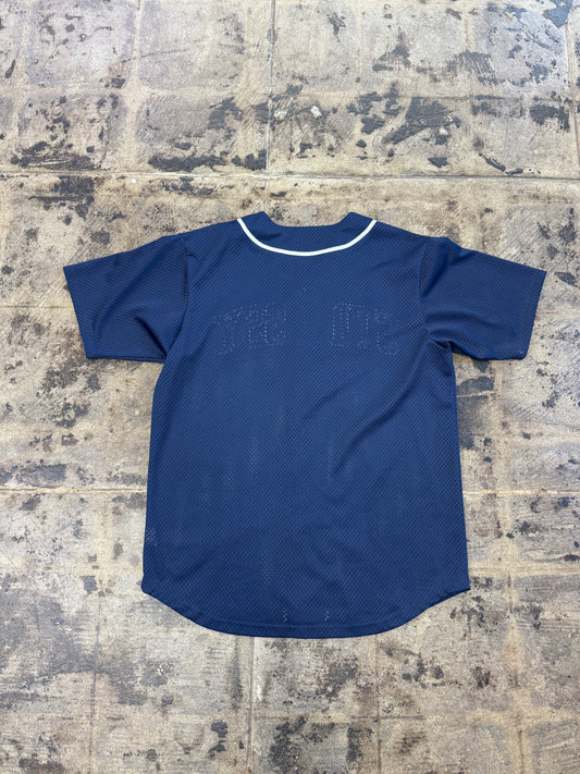 STUSSY NAVY MESH BASEBALL JERSEY (USED)