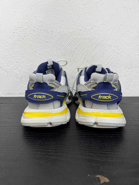 BALENCIAGA TRACK WHT/BLUE SNEAKER (USED,NB)