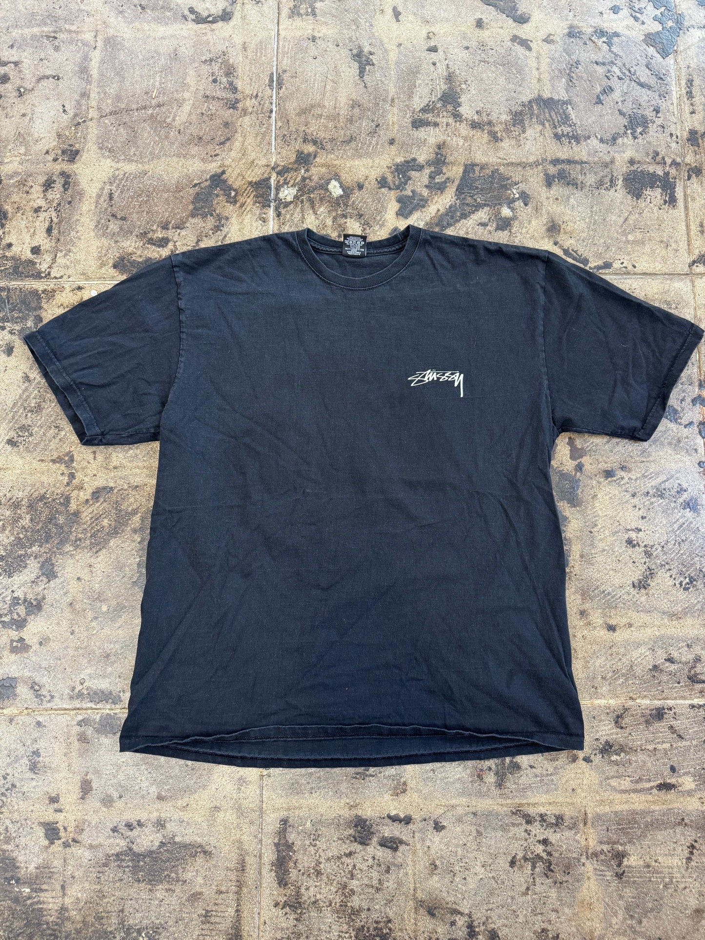 STUSSY SPHINX BLACK TEE (USED)