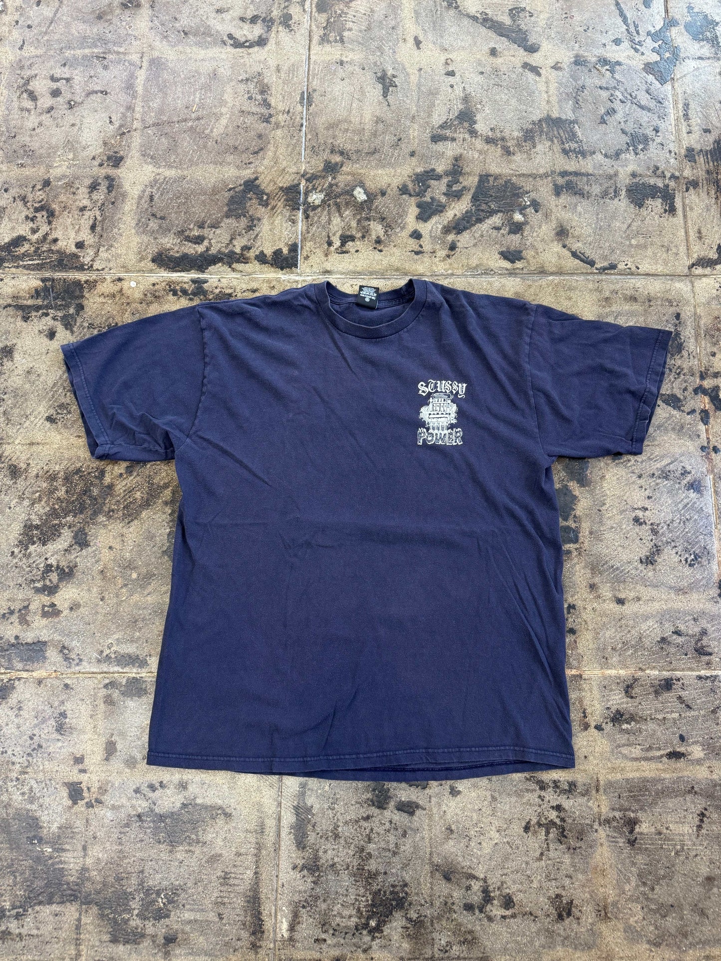 STUSSY NEVER DIES NAVY BLUE TEE (USED)