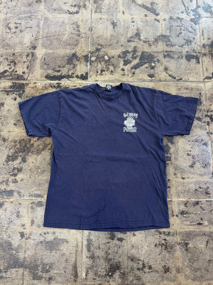 STUSSY NEVER DIES NAVY BLUE TEE (USED)