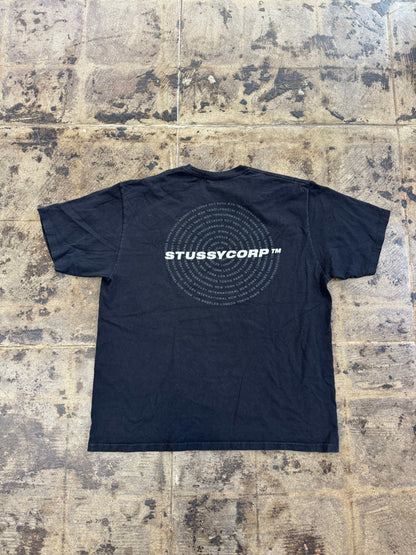 STUSSY CORP BLACK TEE (USED)