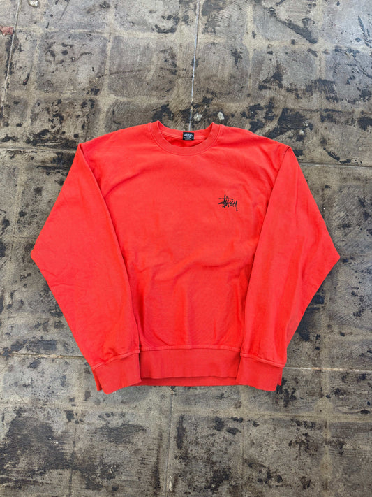 STUSSY SCRIPT ORANGE CREWNECK (USED)