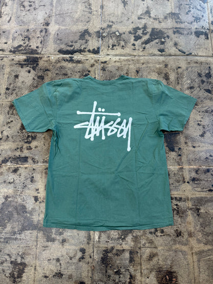 STUSSY GREEN BASIC LOGO TEE (USED)