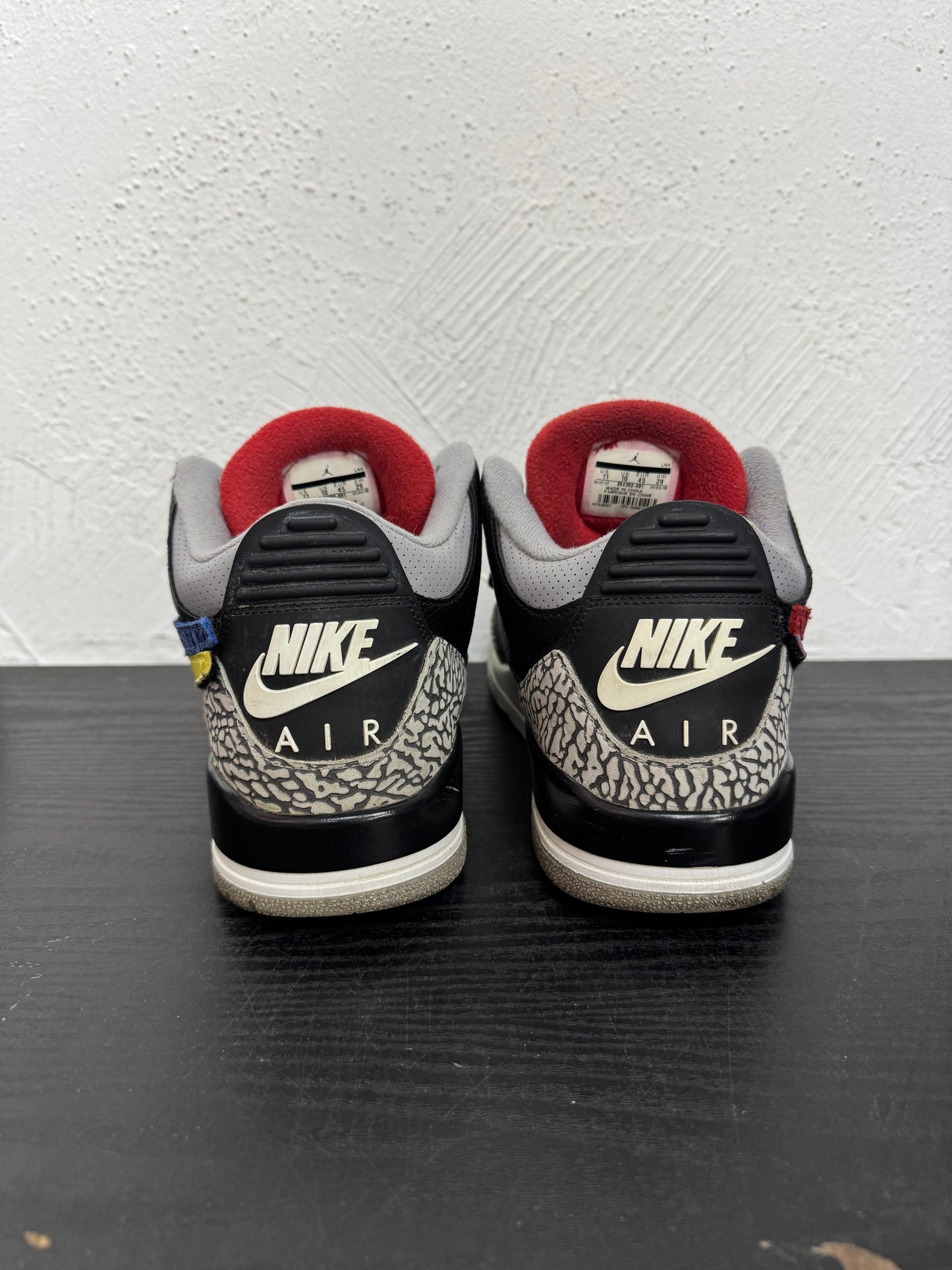 JORDAN 3 BLACK CEMENT 2018 JTH SHOE SURGEON (USED) (NB)