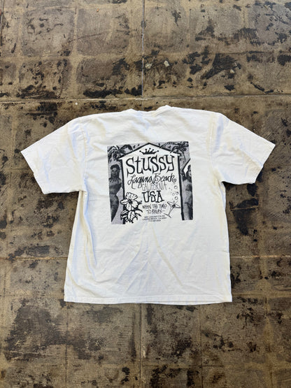 STUSSY LAGUNA BEACH WHITE TEE (USED)