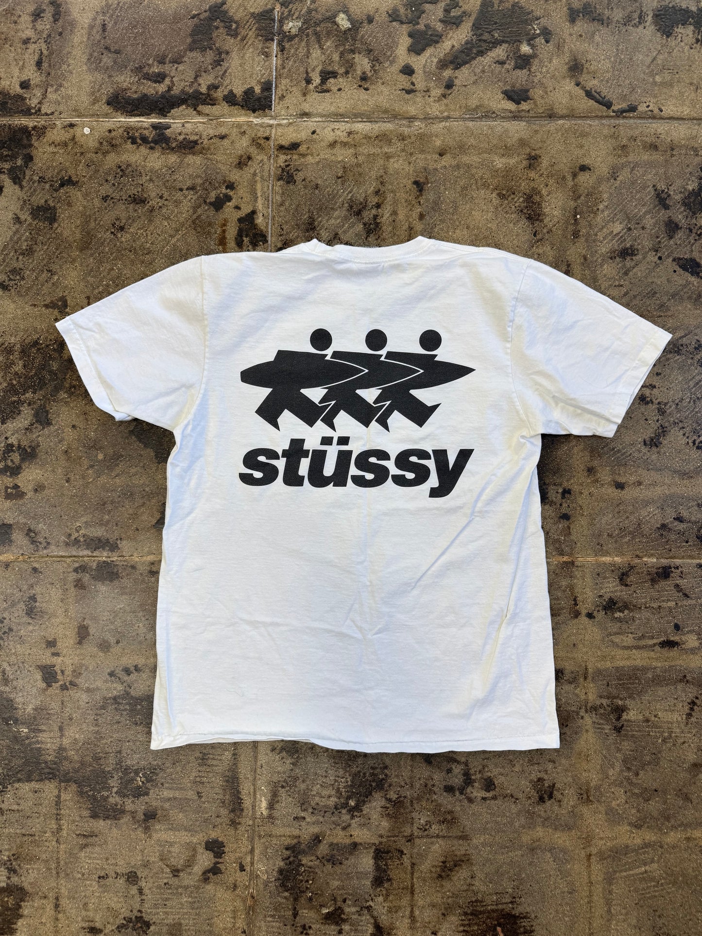 STUSSY SURFER WHITE TEE (USED)