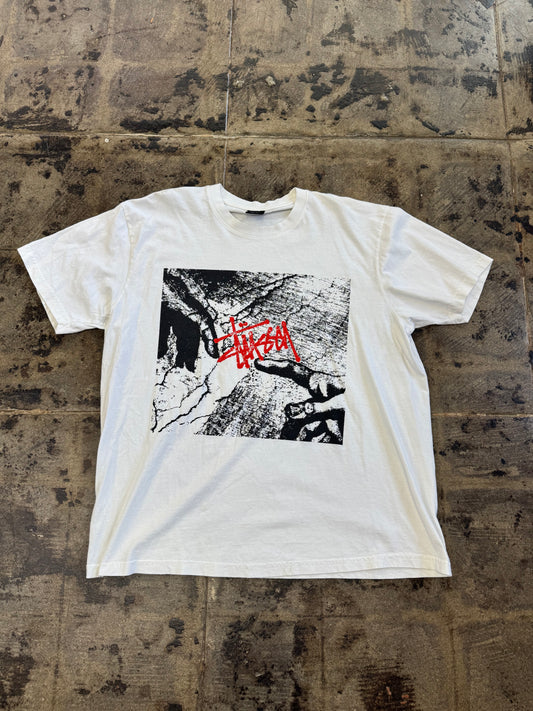 STUSSY CREATION WHITE TEE (USED)