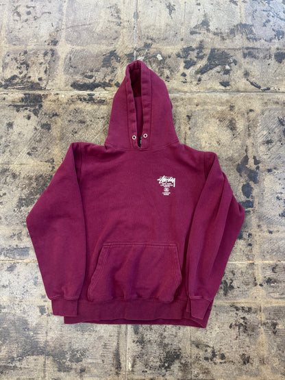 STUSSY MAROON WORLD TOUR HOODIE (USED)