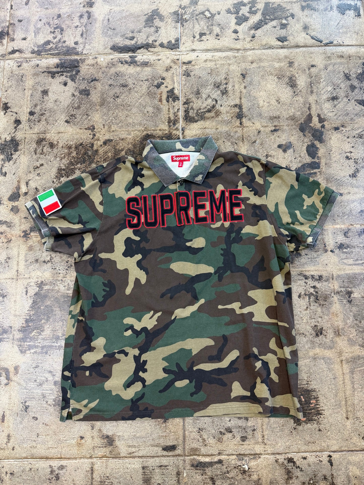 SUPREME TWILL APPLIQUE POLO WOODLAND CAMO (USED)