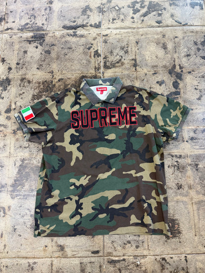SUPREME TWILL APPLIQUE POLO WOODLAND CAMO (USED)