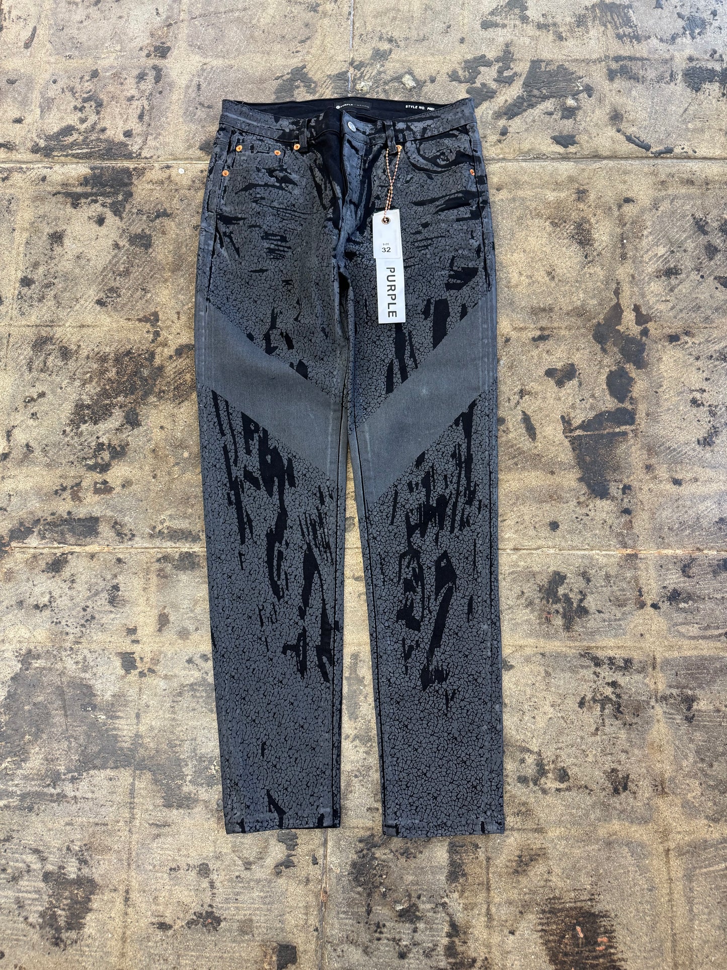 PURPLE BRAND BLACK CRACKING JEANS