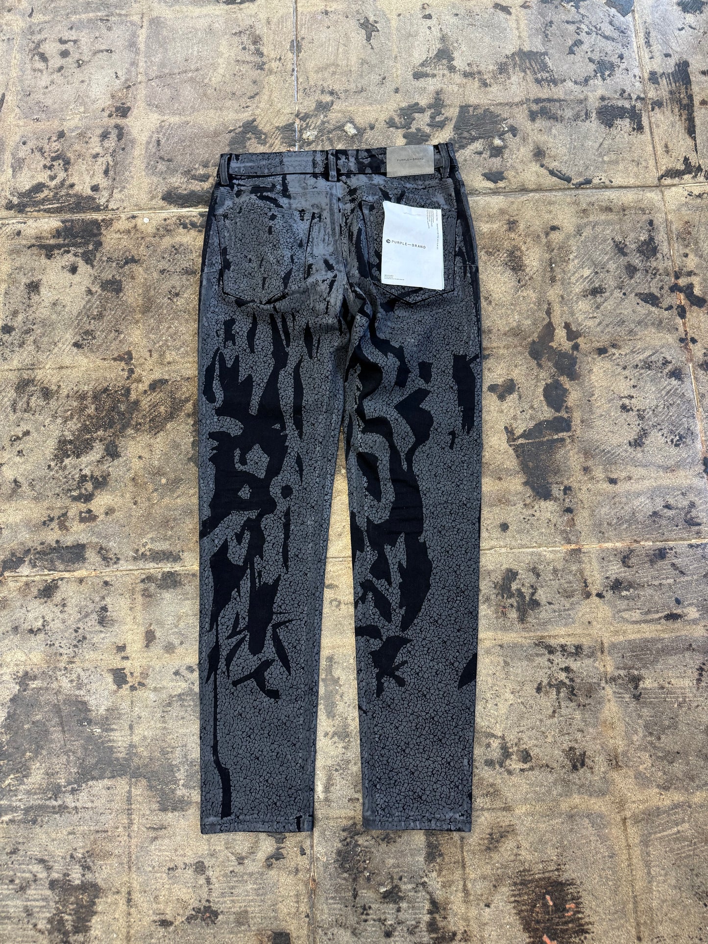 PURPLE BRAND BLACK CRACKING JEANS