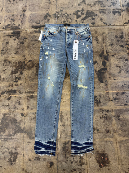 PURPLE BRAND LIGHT BLUE PAINT SPLATTER JEANS