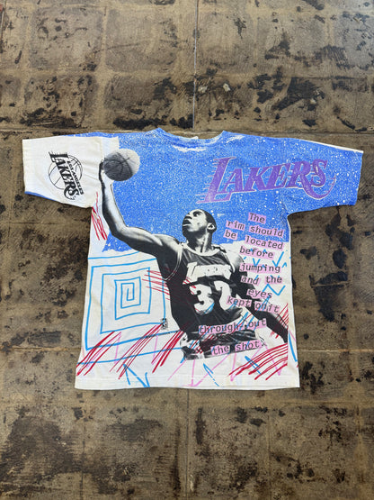 1990S VINTAGE NBA LAKERS MAGIC JOHNSON AOP T'S TEE