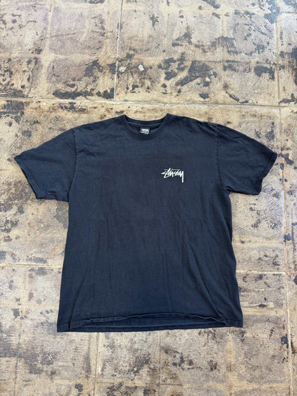 STUSSY TIKI BLACK TEE (USED)