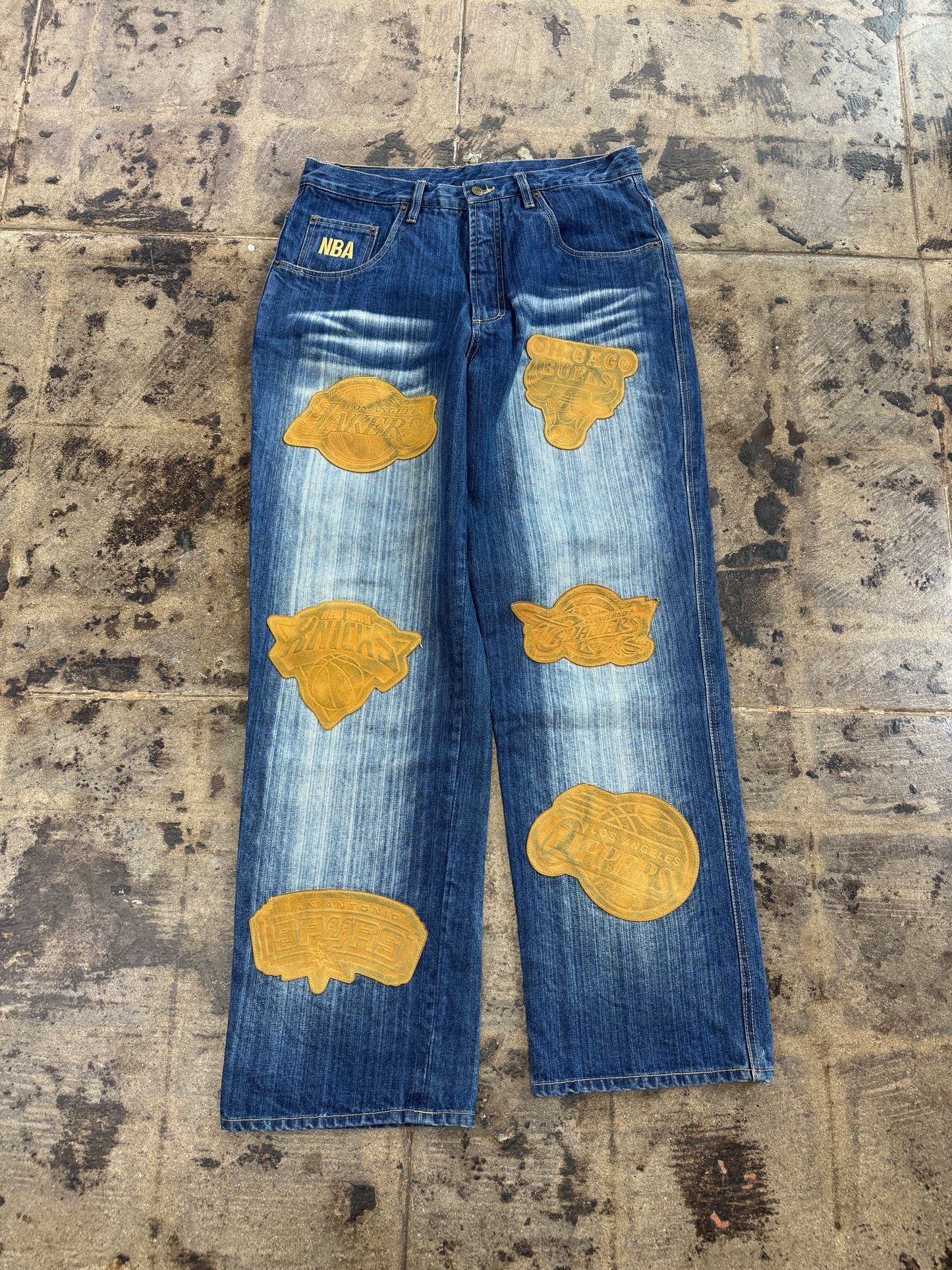 UNK x NBA LEATHER PATCH DENIM PANTS
