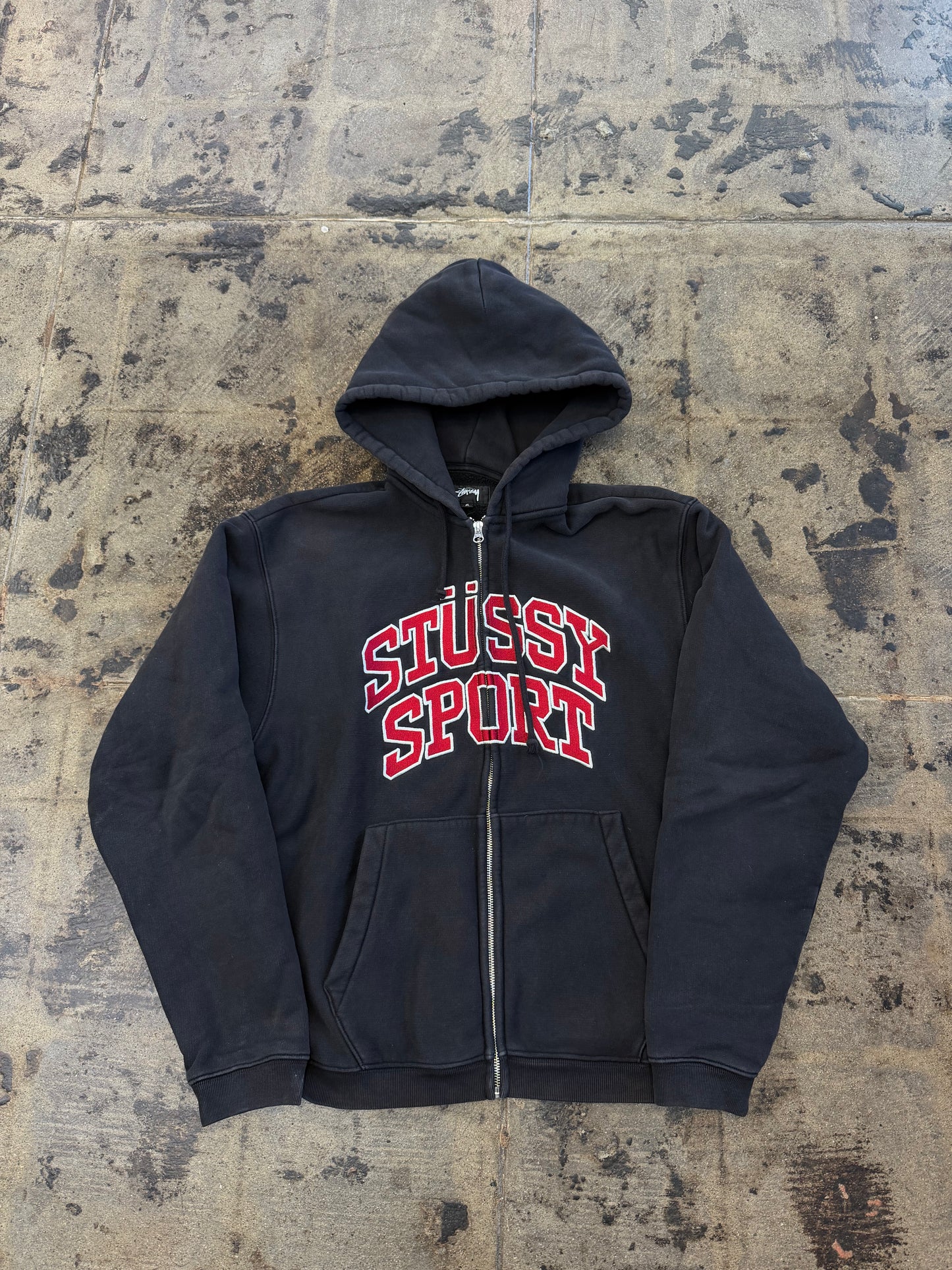 STUSSY SPORT ZIP UP WASHED BLACK