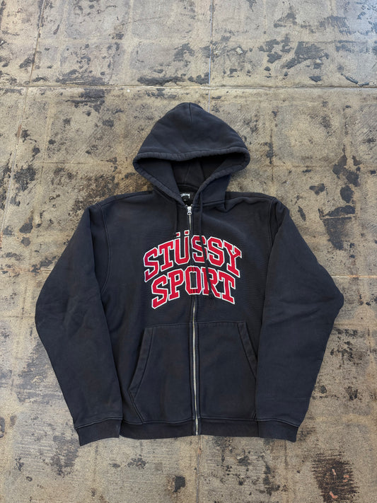 STUSSY SPORT ZIP UP WASHED BLACK