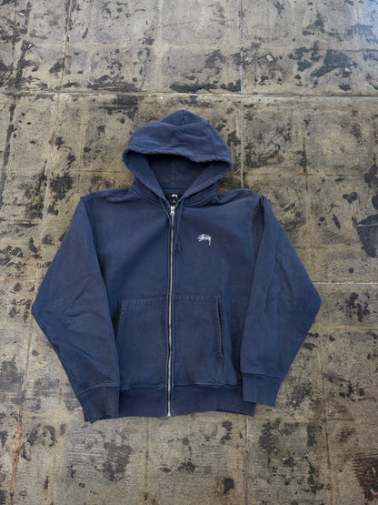 STUSSY SMALL SCRIPT ZIP UP NAVY
