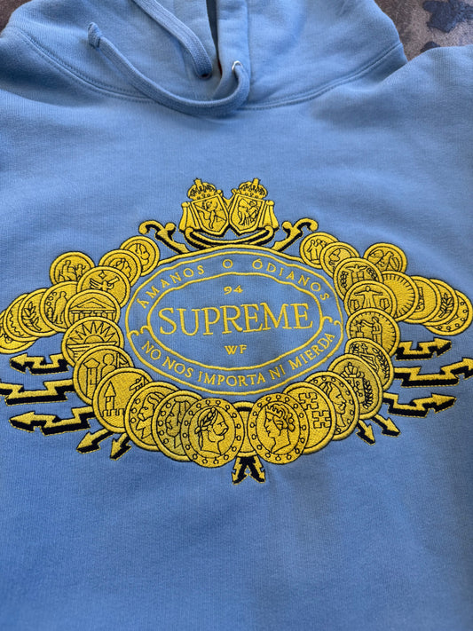 SUPREME LOVE OR HATE DUSTY BLUE HOODIE (USED)
