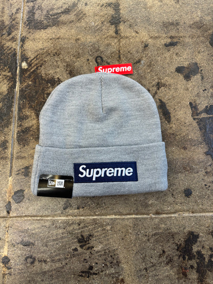 SUPREME NEW ERA BOX LOGO GREY BEANIE