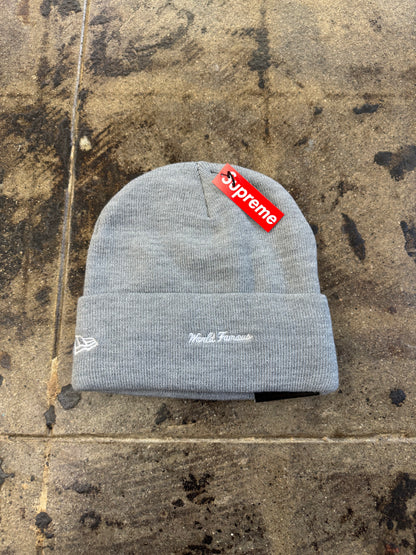 SUPREME NEW ERA BOX LOGO GREY BEANIE