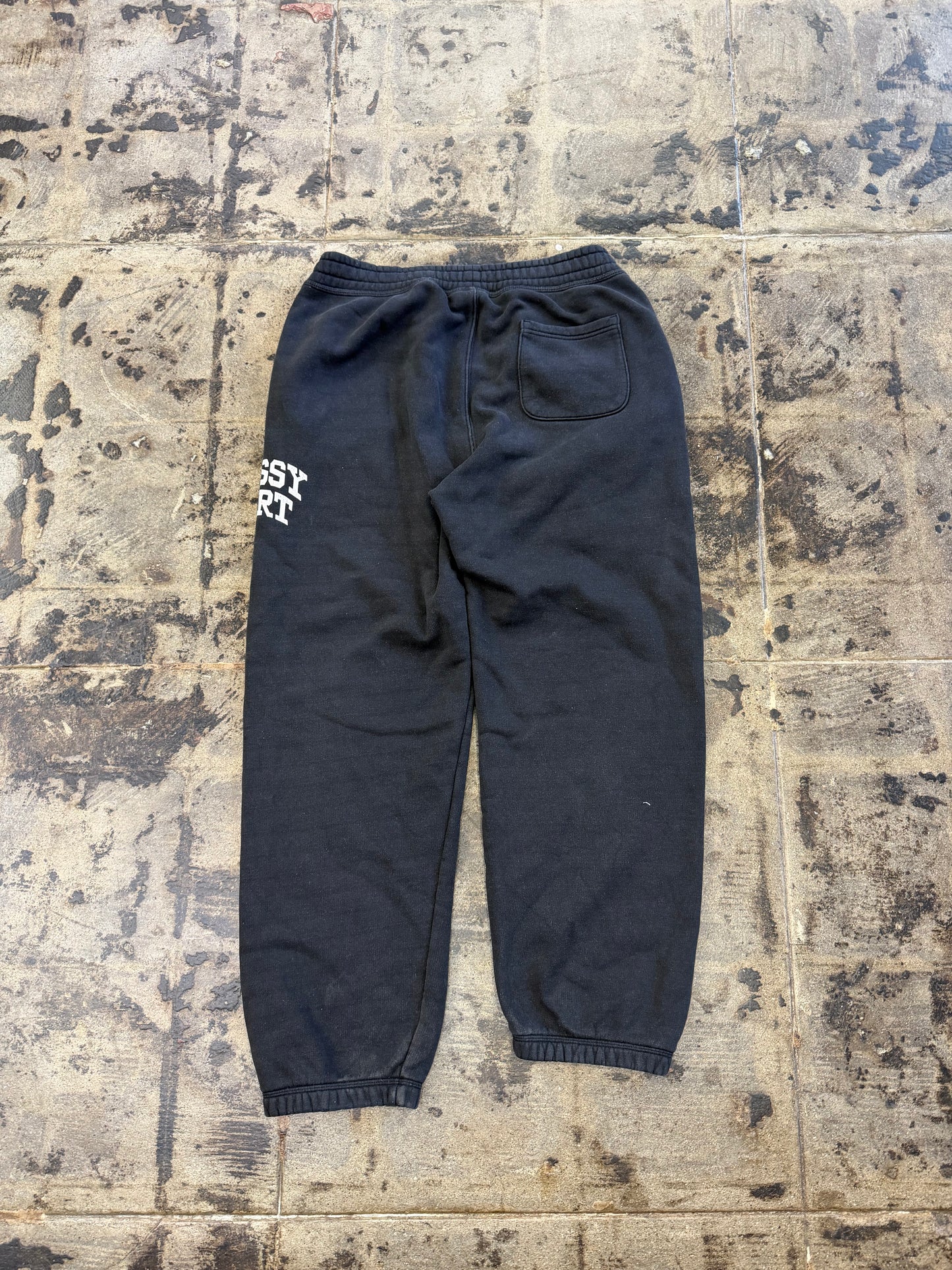 STUSSY SPORT CRACKLE SWEAT PANTS WASHED BLACK (USED)