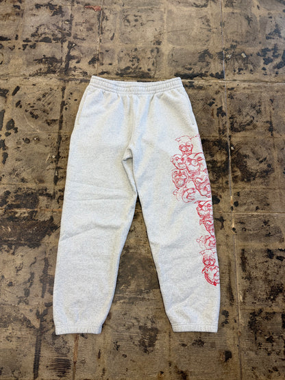 SUPREME PITBULLS EMBROIDERED GREY SWEAT PANTS (USED)