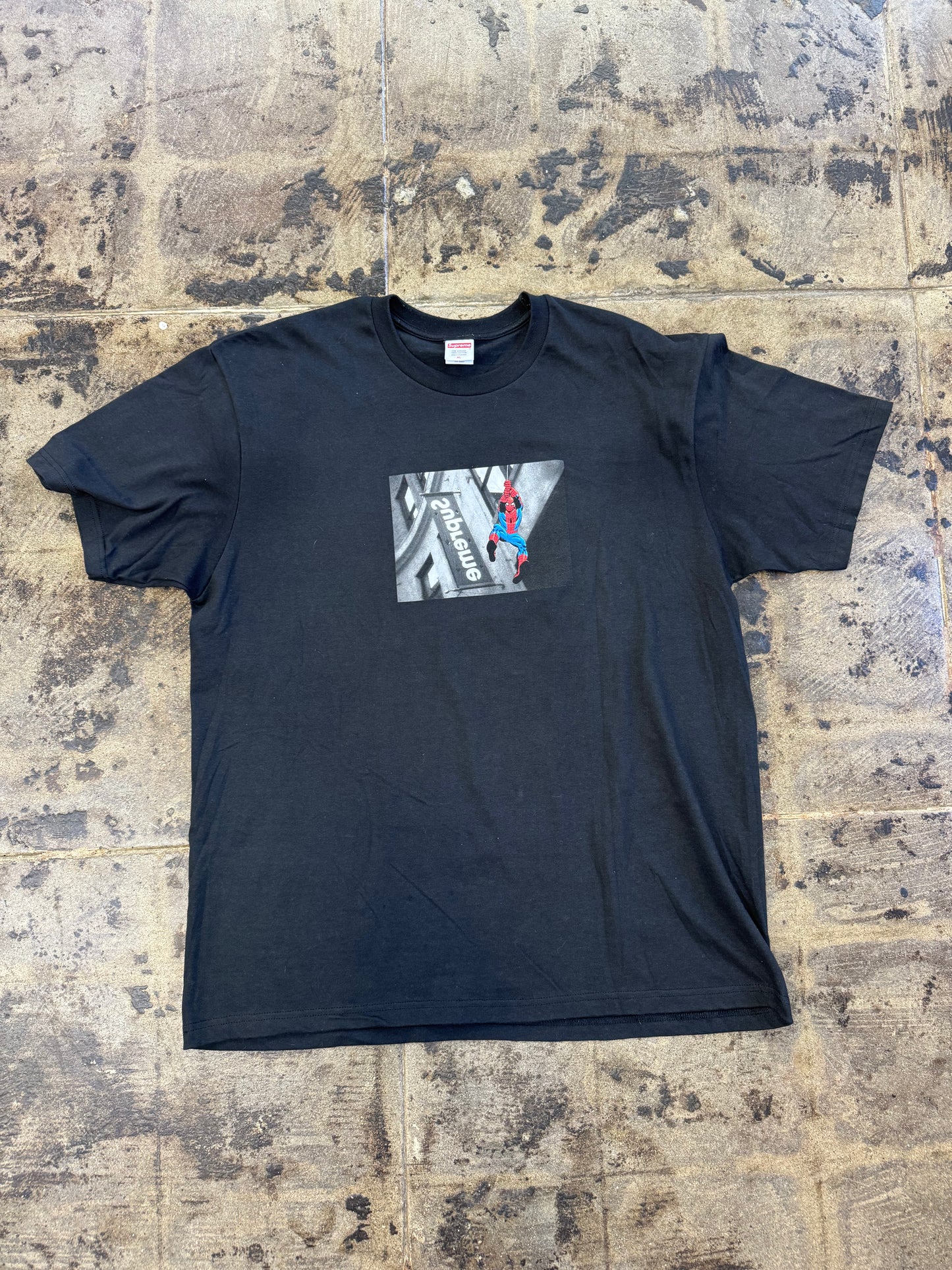 SUPREME SPIDERMAN BLACK TEE (USED)