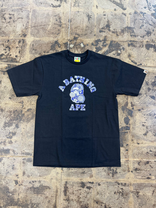 BAPE JAPANESE INDIGO ART CAMO COLLEGE TEE