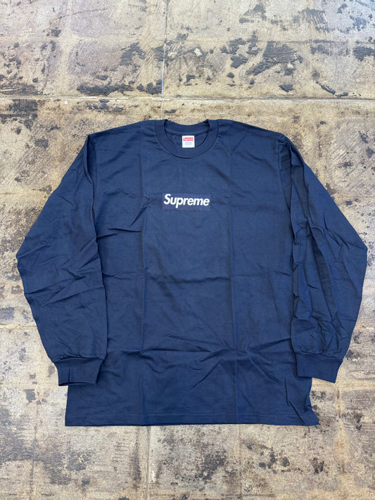 SUPREME BOX LOGO NAVY L/S