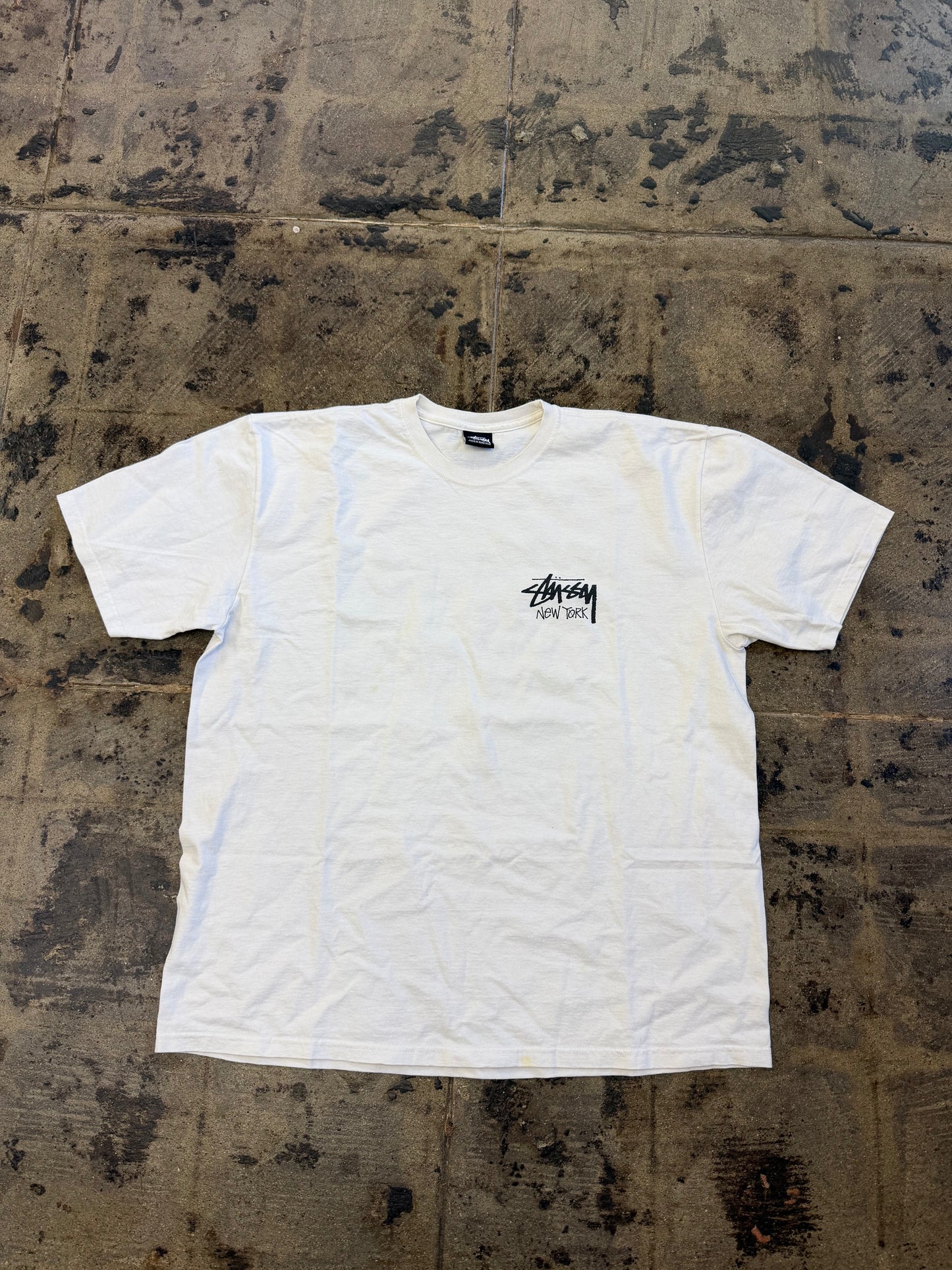 STUSSY NEW YORK WHITE TEE (USED)