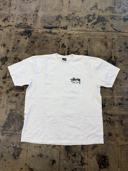 STUSSY NEW YORK WHITE TEE (USED)
