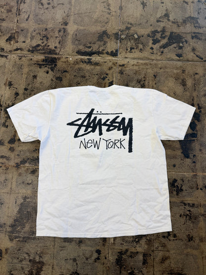 STUSSY NEW YORK WHITE TEE (USED)