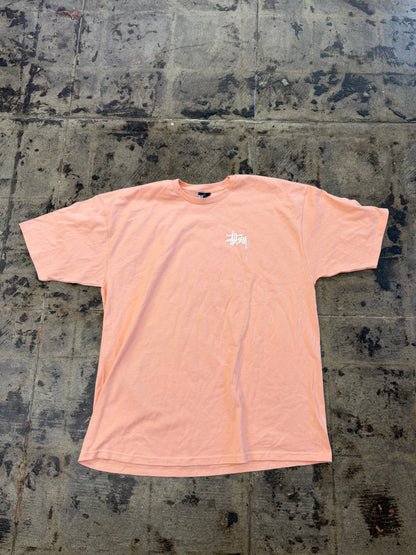 STUSSY BASIC SCRIPT PINK TEE (USED)