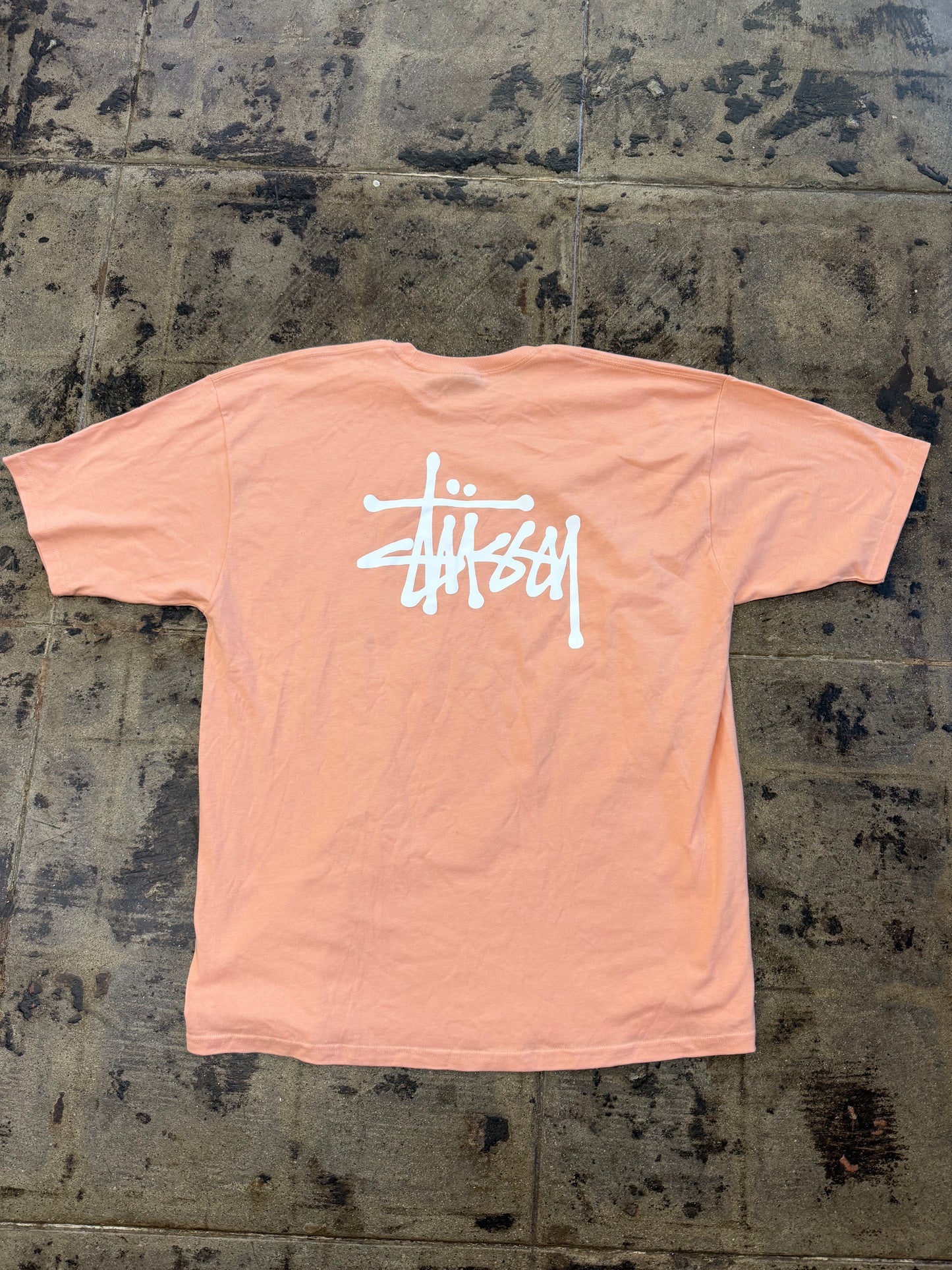 STUSSY BASIC SCRIPT PINK TEE (USED)