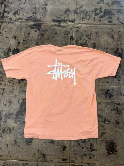 STUSSY BASIC SCRIPT PINK TEE (USED)