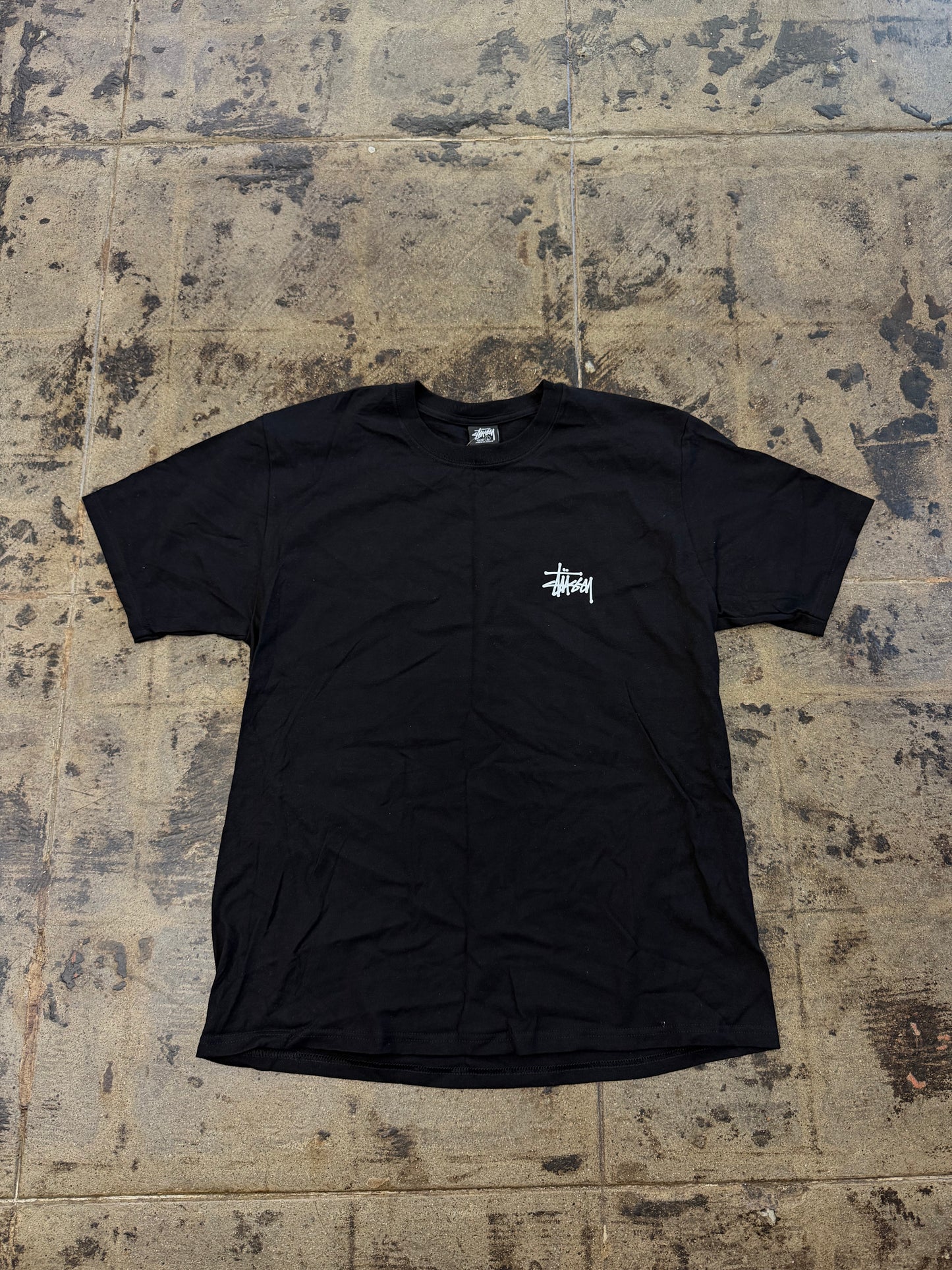 STUSSY BASIC SCRIPT BLACK TEE