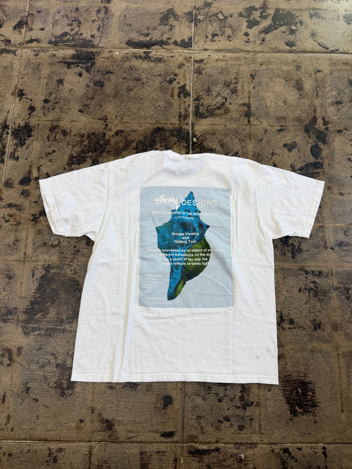 STUSSY GALLERY TOUR WHITE TEE (USED)