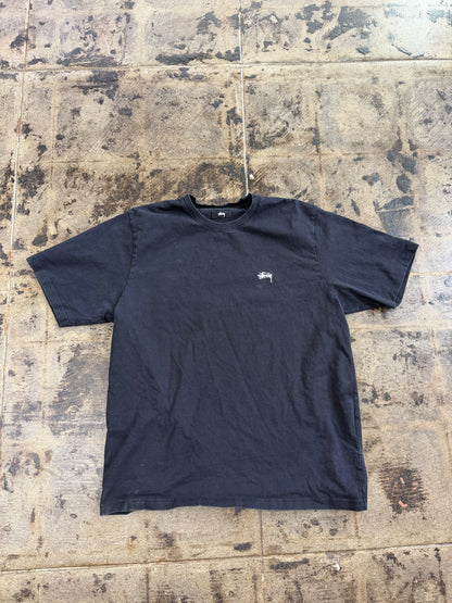 STUSSY SMALL EMBROIDERY BLACK TEE (USED)