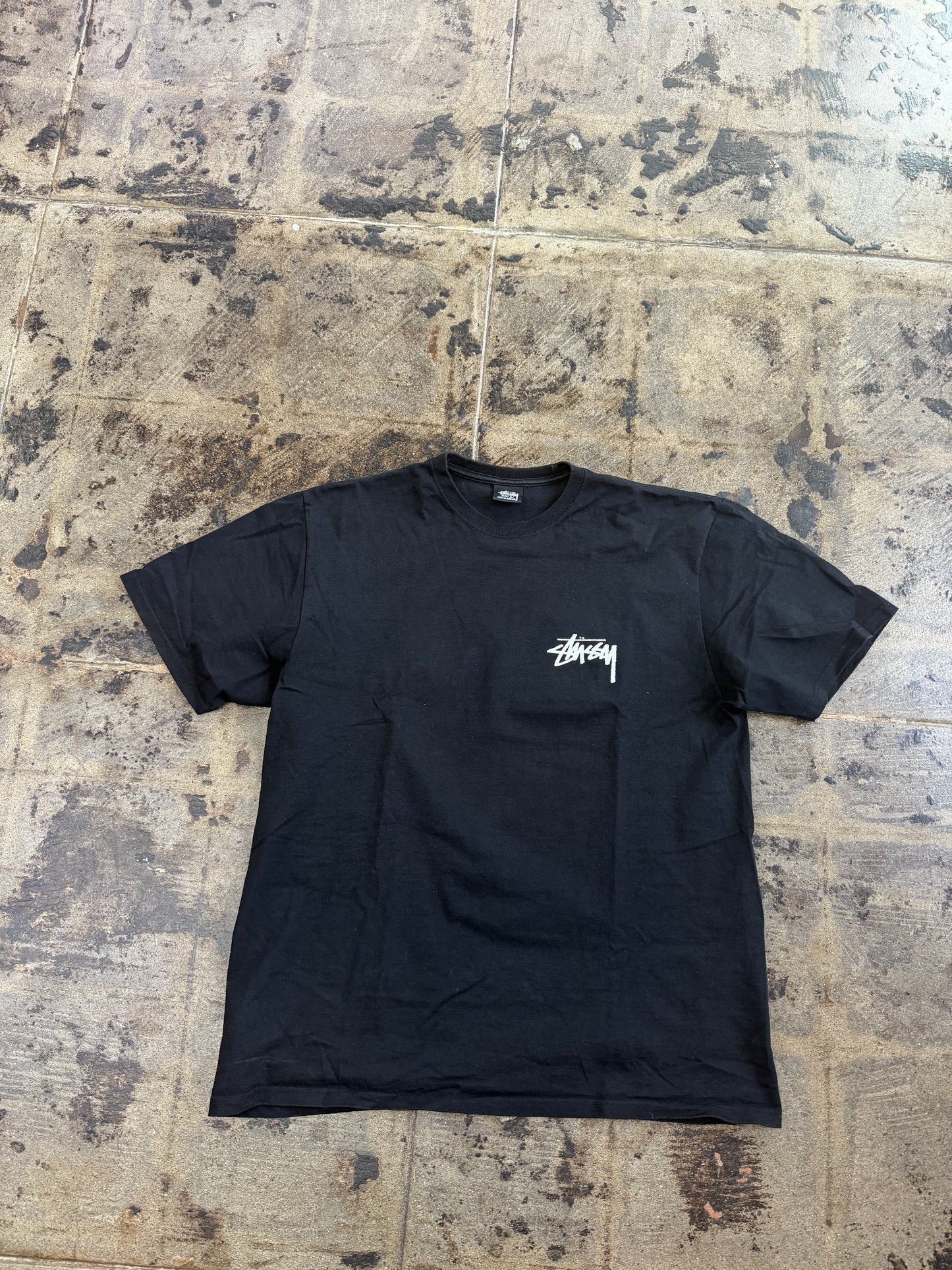STUSSY COASTLINE BLACK TEE (USED)