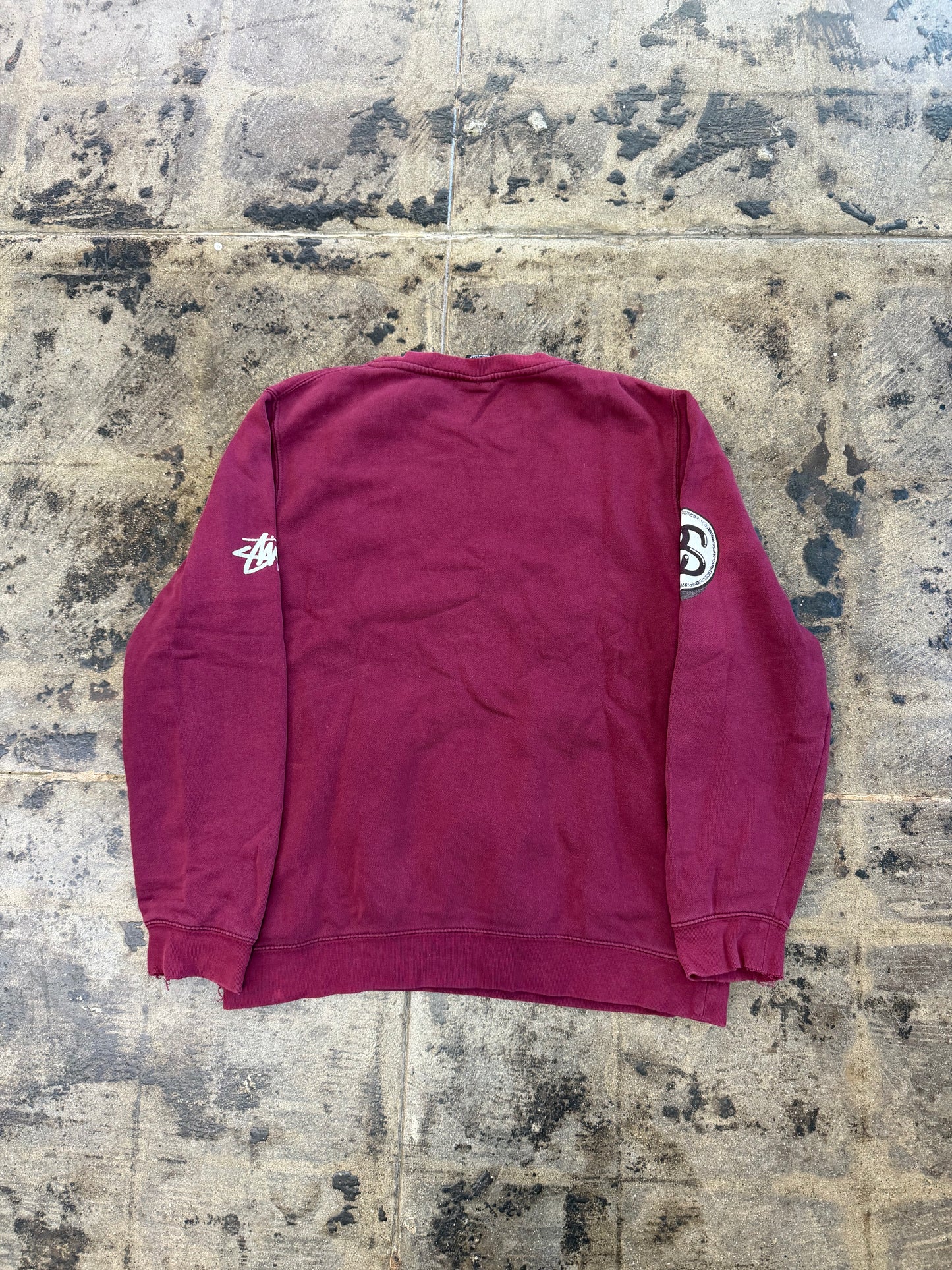 VNTG STUSSY KATAKANA MAROON CREWNECK (USED)