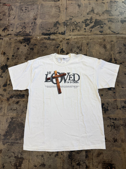 JESUS HE LOVED US TO DEATH VNTG TEE