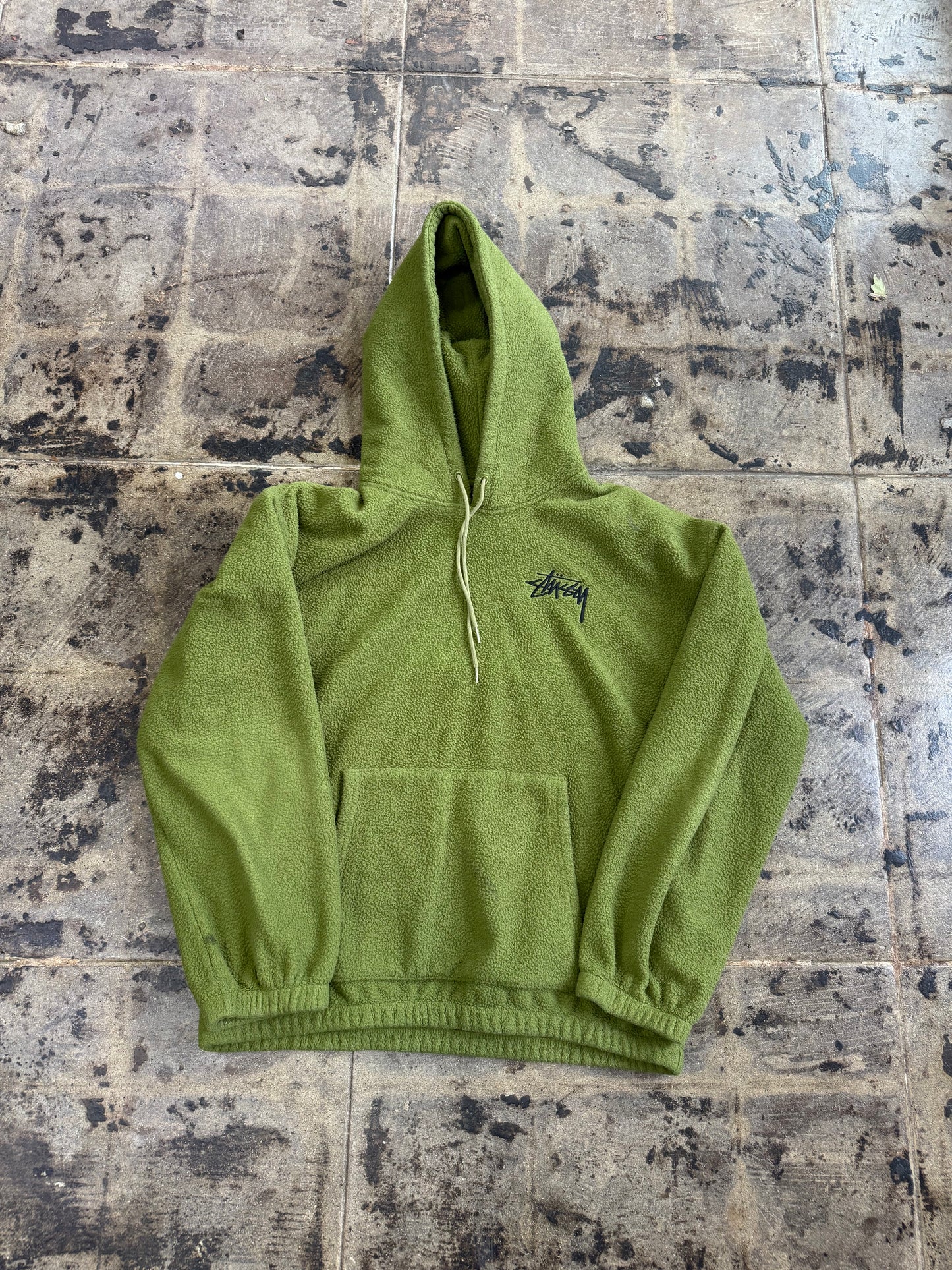 STUSSY POLAR GREEN DLEECE SHERPA HOODIE (USED)